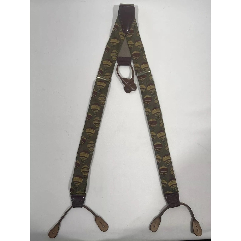 Hot Air Balloon Suspenders Mens Embroidered Vintage Novelty Retro Preppy